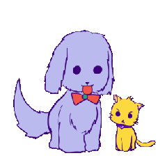 Dog and yellow cat