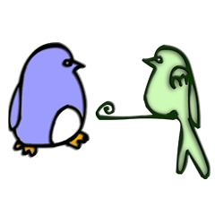 flat Penguin and sticker bird