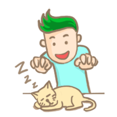 Mr. green hair & sleepy cat  (Eng)