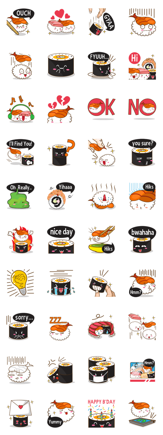 おいしそうな日本料理のステッカー