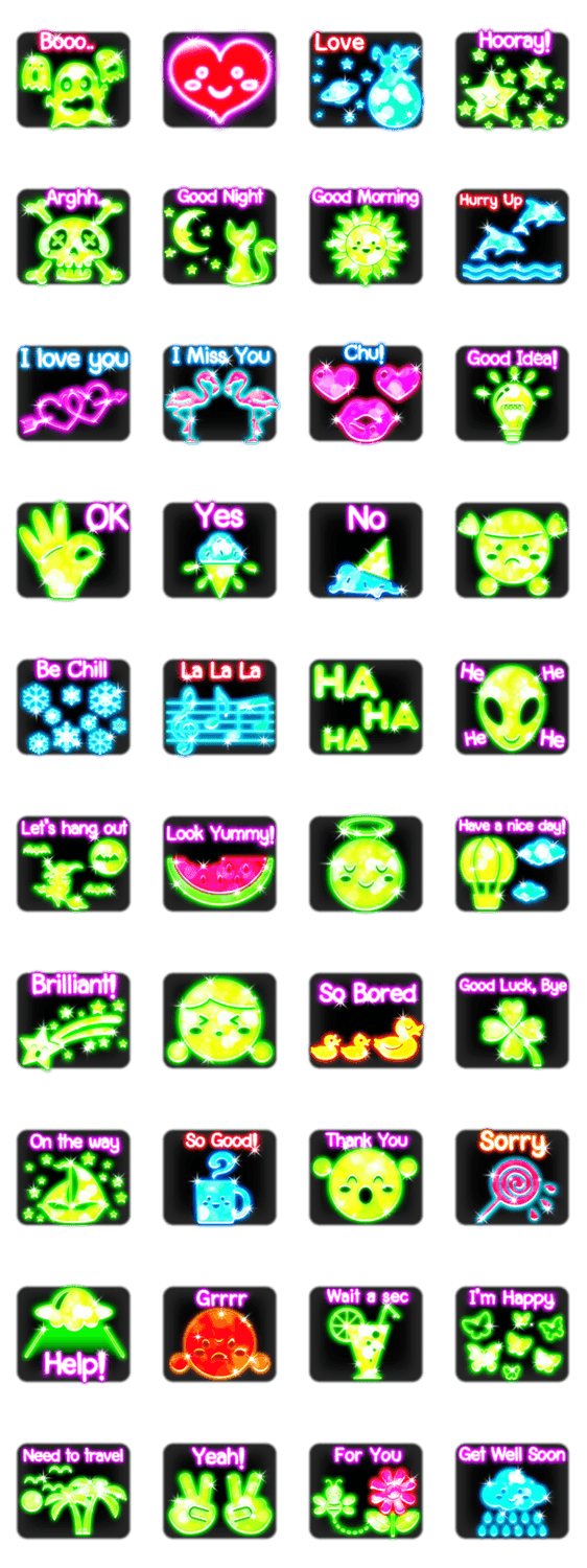 Glowing Stickers (Best With Black Theme)