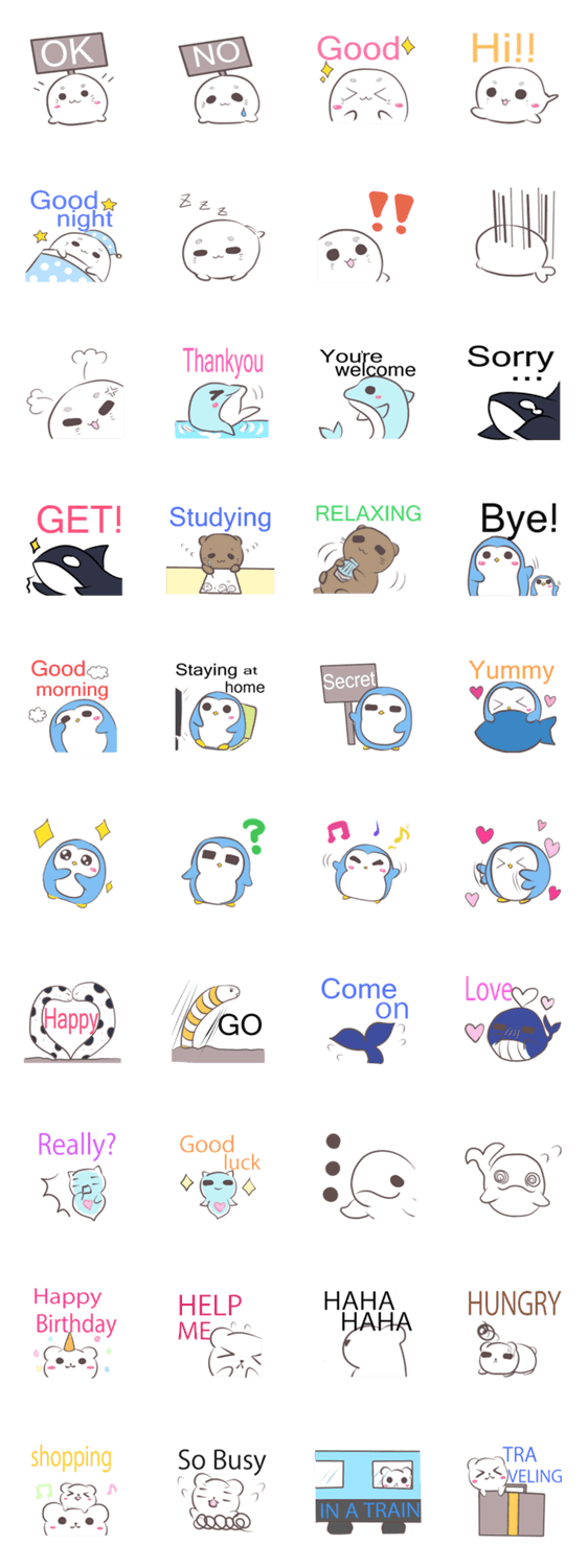 海の仲間たち詰め合わせスタンプ 英語ver