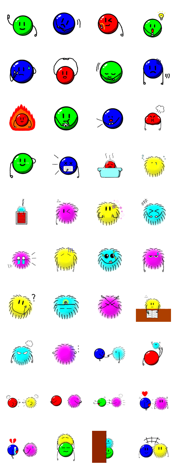 3匹の毛玉ちゃんと3匹の玉くん