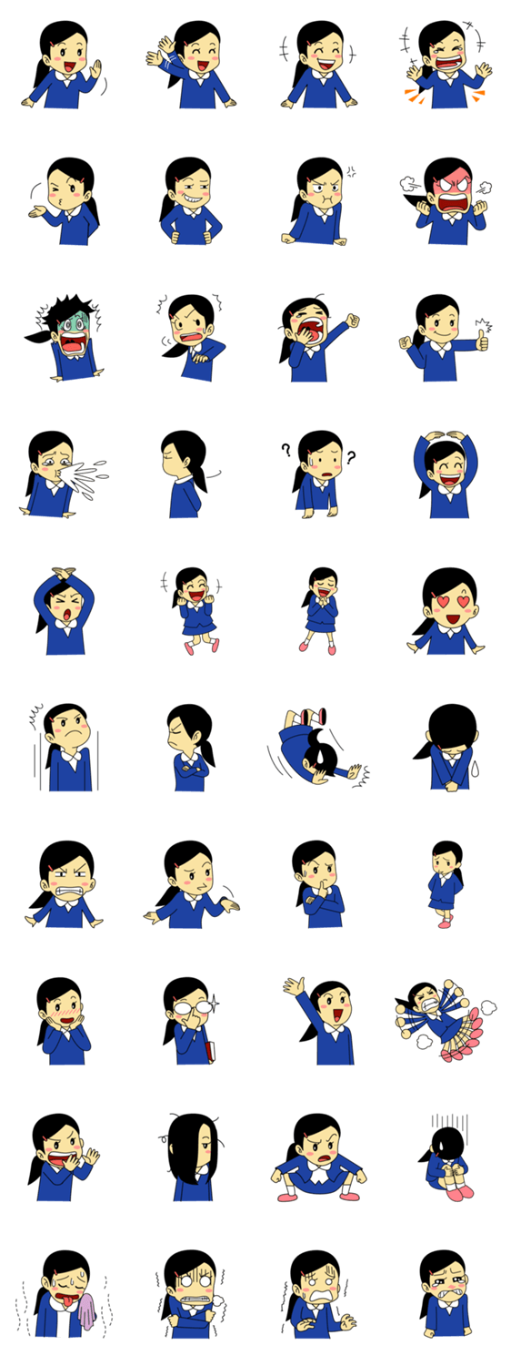 学生スタンプ　小学女子