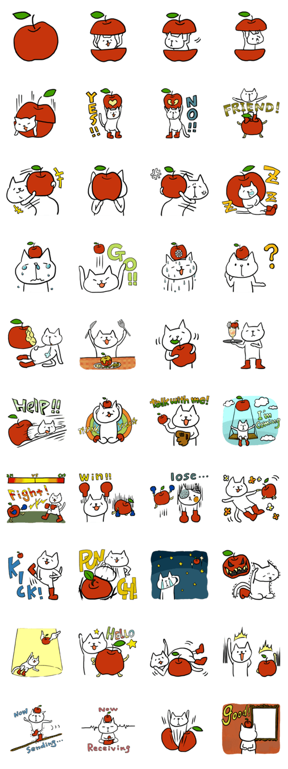 cat and apple1English
