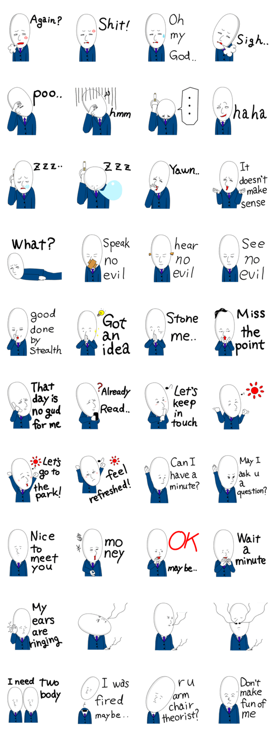 ネガティブサラリーマンの英語スタンプ