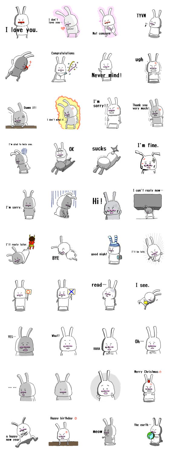rabbit(52years old) stickers english ver