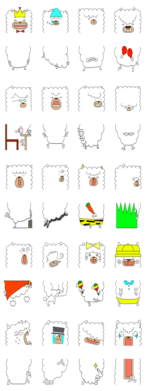 着せ替えのできる2連打スタンプ！アルパカ