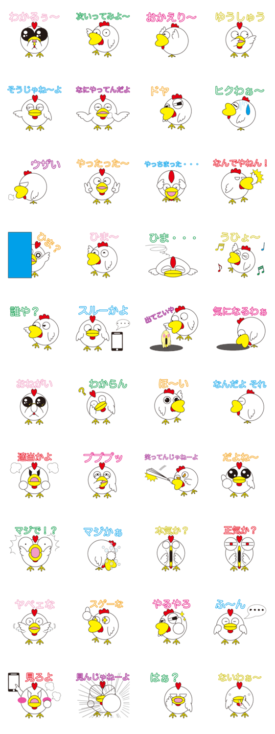 丸顔くん たらこ唇のにわとり 第１８弾 Lineクリエイターズスタンプ Lineで使えるスタンプを紹介 スタンプひろば