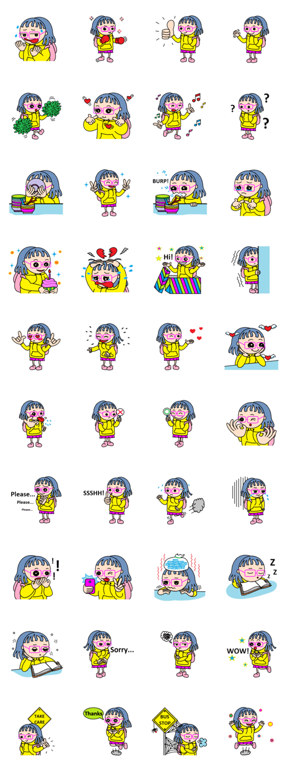 Molly in the pink glasses