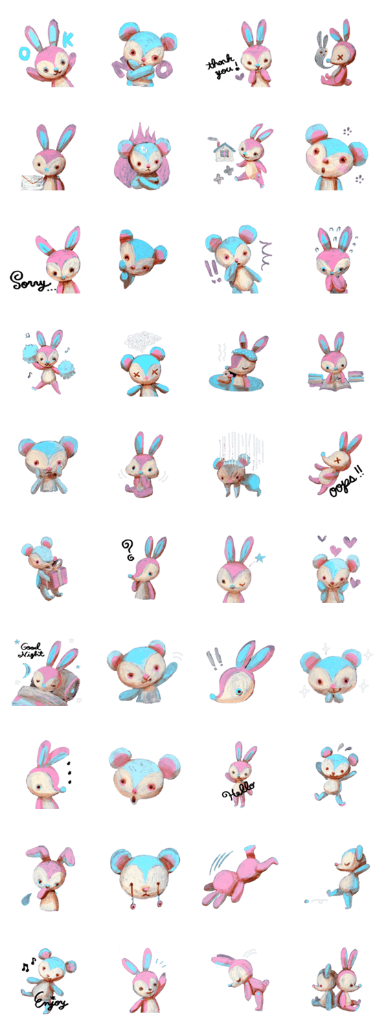 pink bunny&blue bear