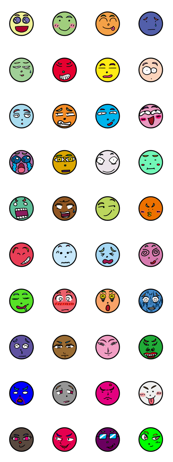 カラフルな顔達