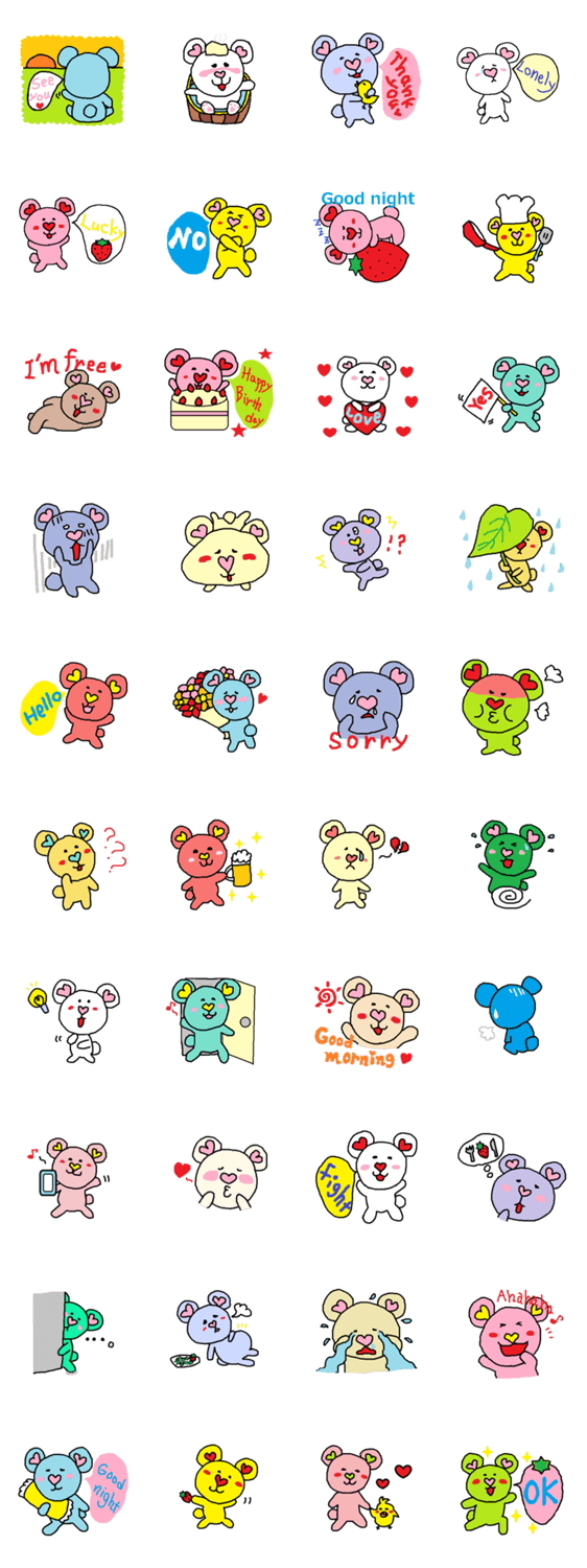 可愛いハートのくまさん達