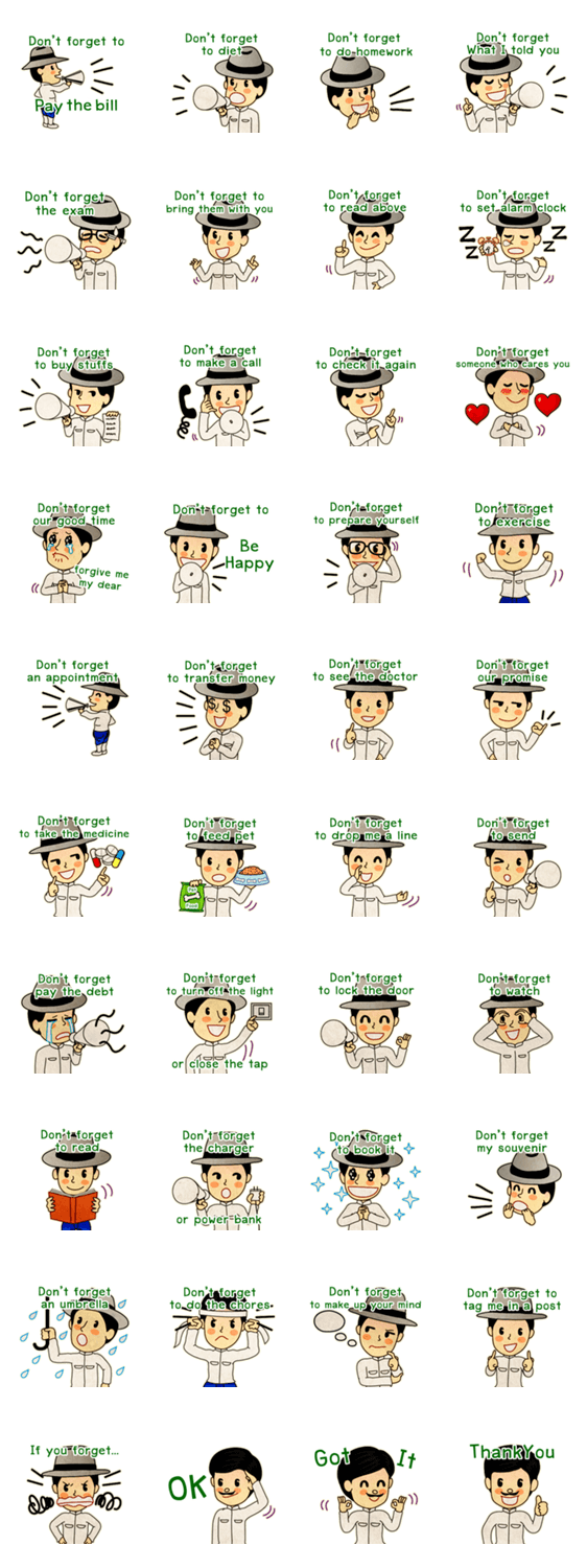 A collection of 'Don't Forget' (Int'l)