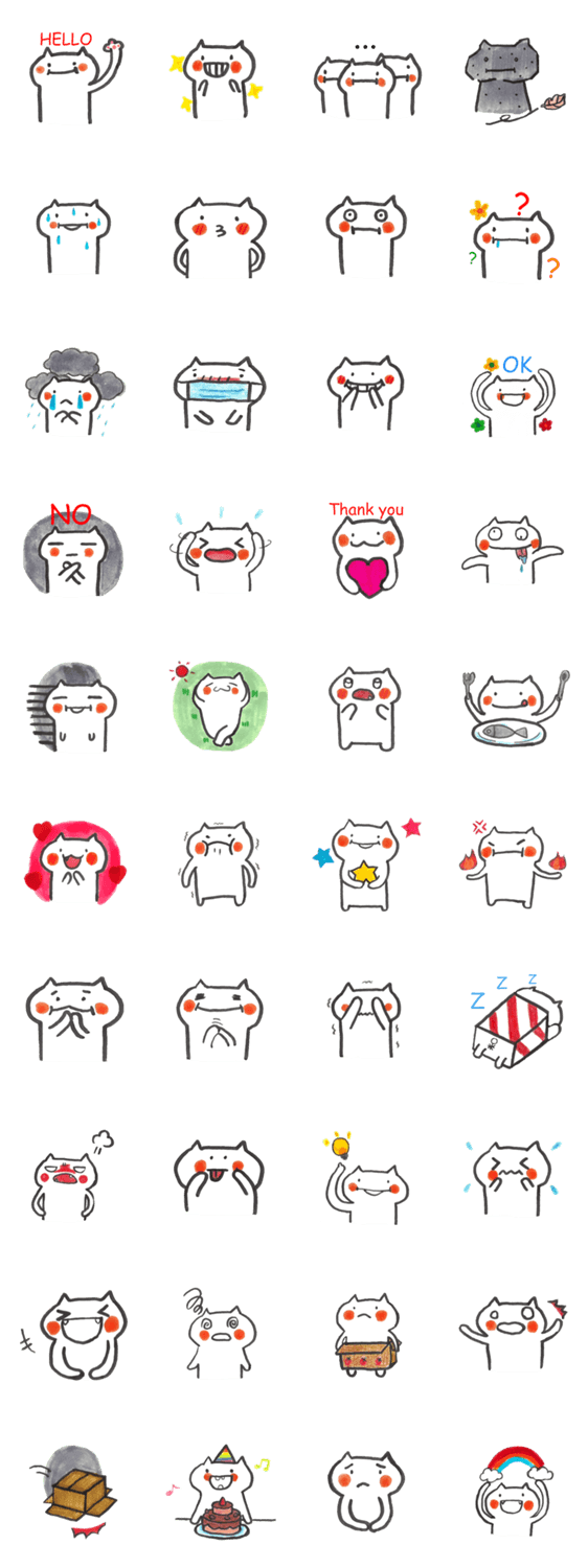 Cute white cat stickers