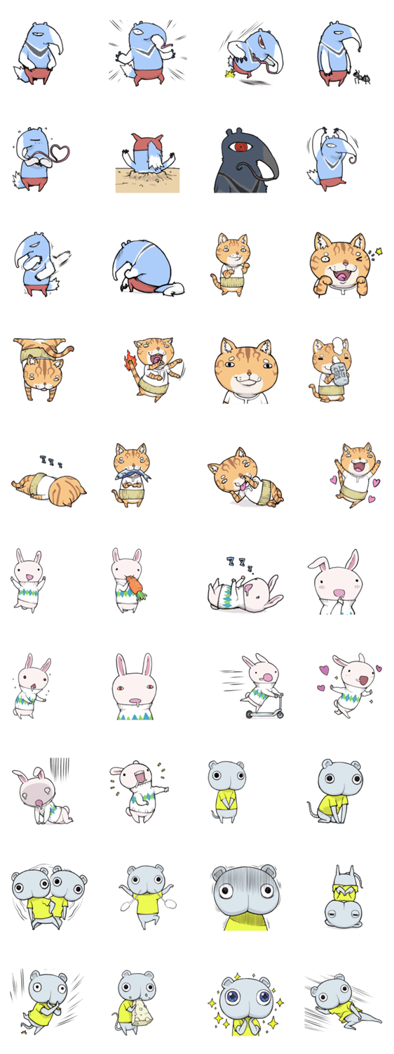 あまりかわいくない動物のスタンプ