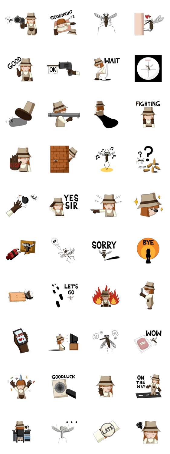 Savage girl and mosquito