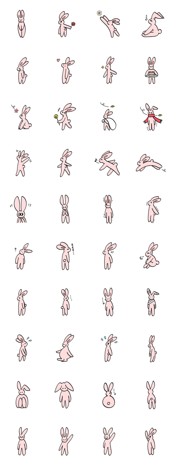 日本の可愛いウサギのスタンプ