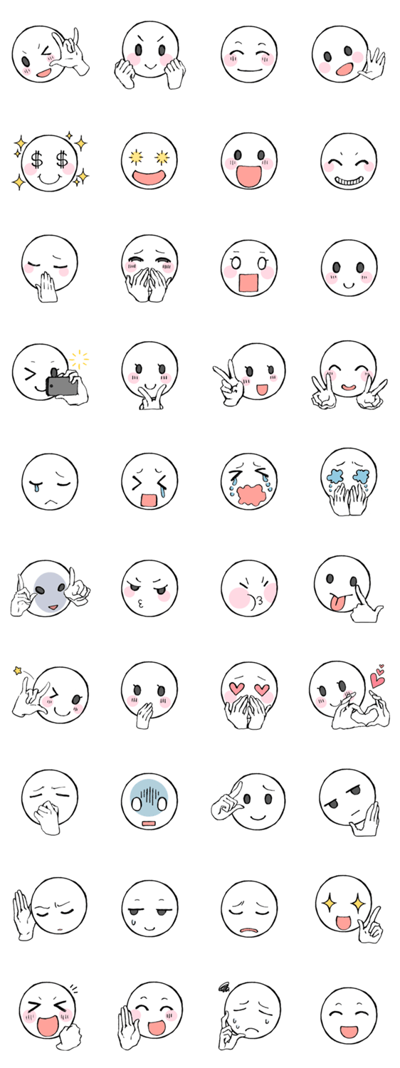 顔と手のスタンプ