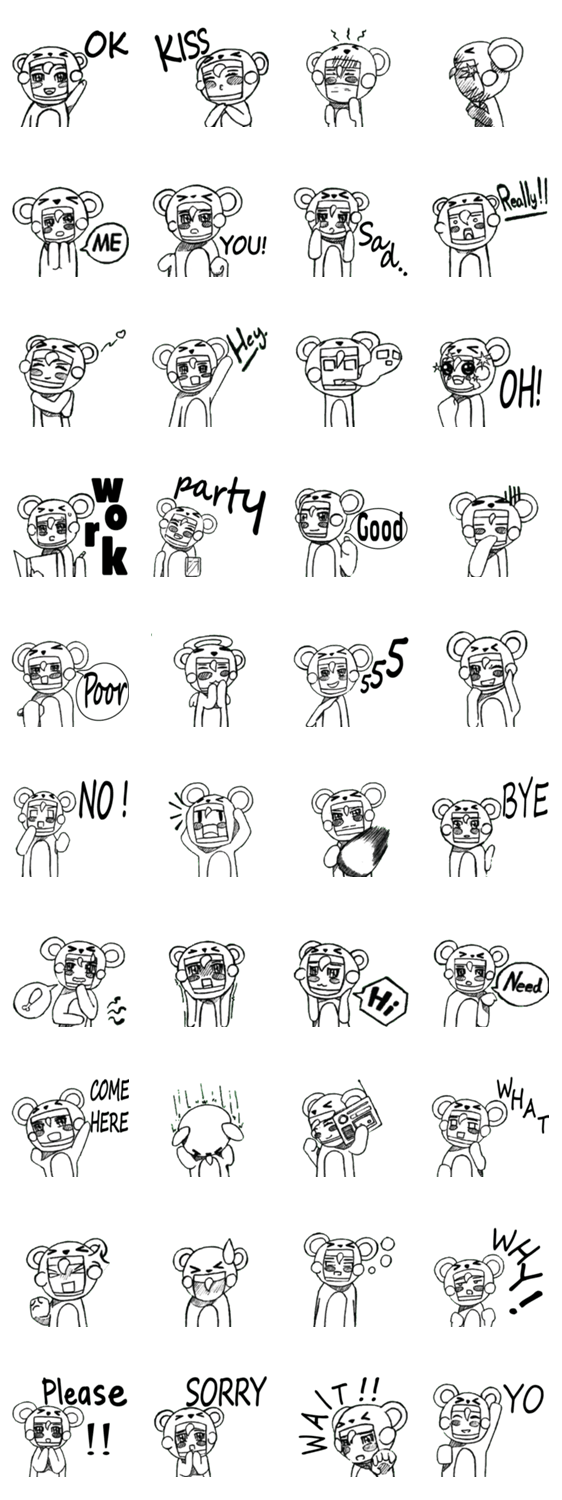 Cartoon Boy anime drawing v.baby bear