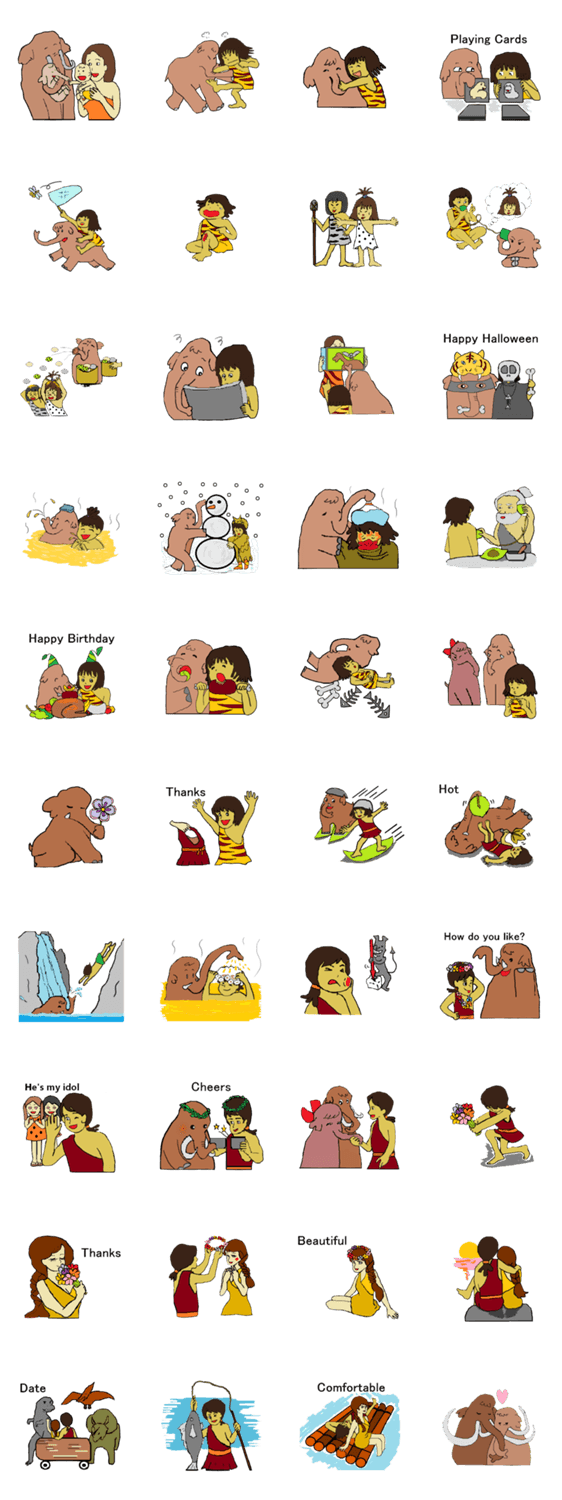 Childhood friends, mammoth and caveboy.