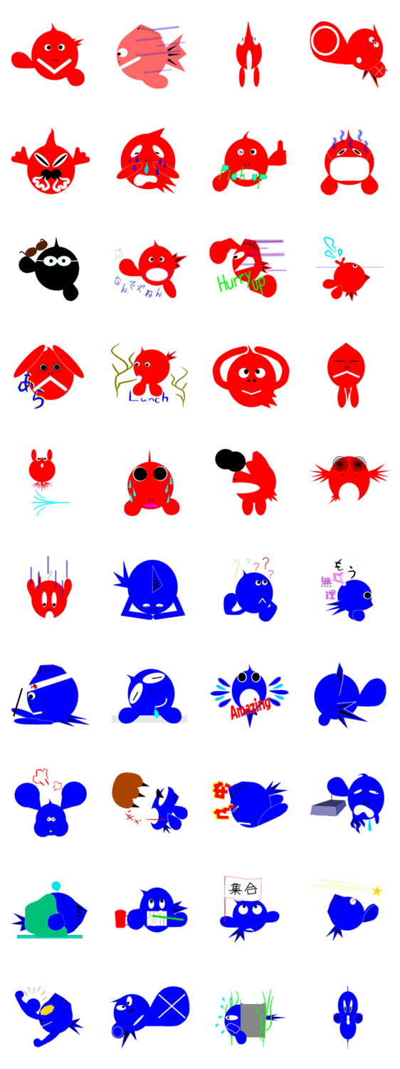 red and blue fish